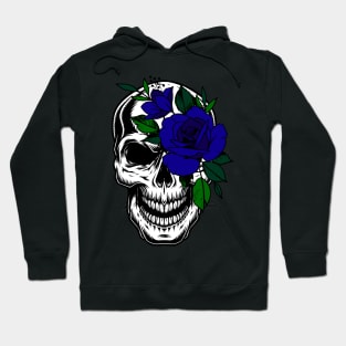 SKULL WITH BLUE ROSE 04 Hoodie